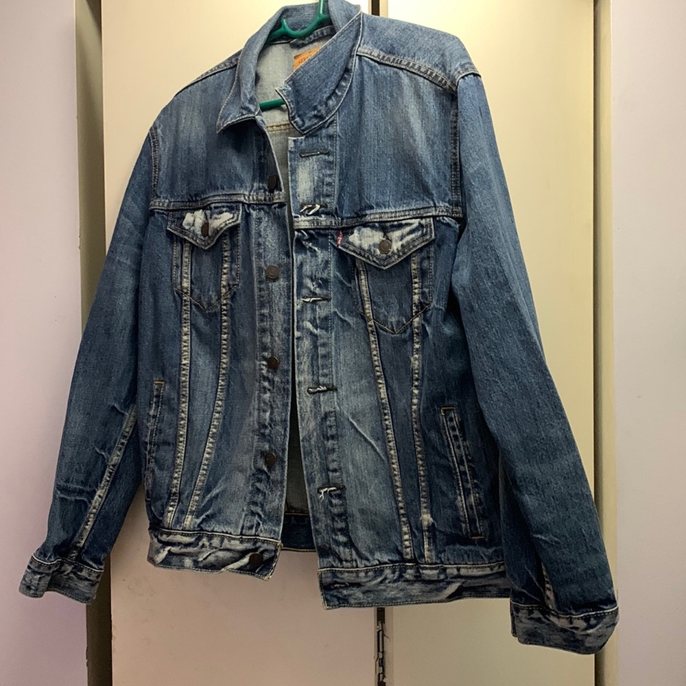 Large hand painted denim jacket